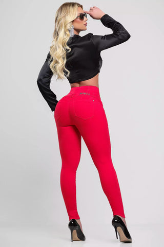 Calça Cintura Perfeita Vermelha Pit Bull Jeans | Elegante e Modeladora