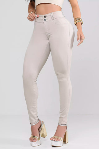 Calça Skinny Caqui Claro Pit Bull Jeans - Efeito Empina Bumbum