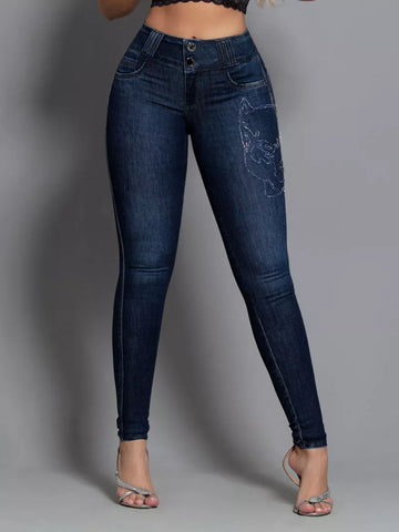 Jeans oscuros que moldean el ajuste perfecto Empina Bumbum