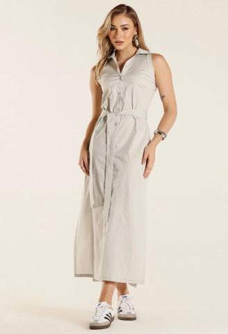 Vestido Hayme Chemise Longo em Tricoline