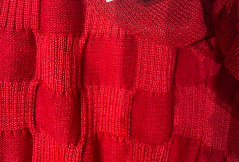 Vestido Tricot com Babado Vermelho