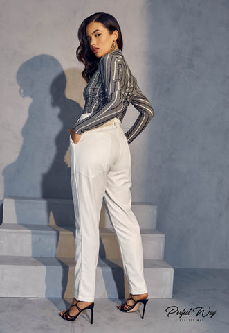 Cropped cinza listrado Perfect Way com franzido – vista lateral