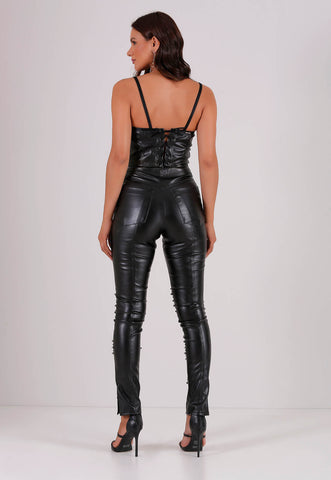 Leather Bodice + Embroidered Pants Set