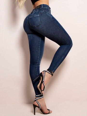 Calça Jeans Skinny com Logomania em Relevo - Garotabrasilstore