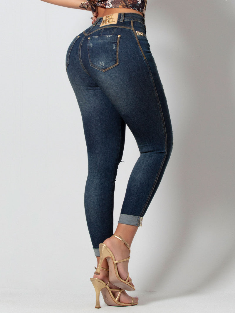 Calça Jeans Cropped com Destroyed – Garotabrasilstore