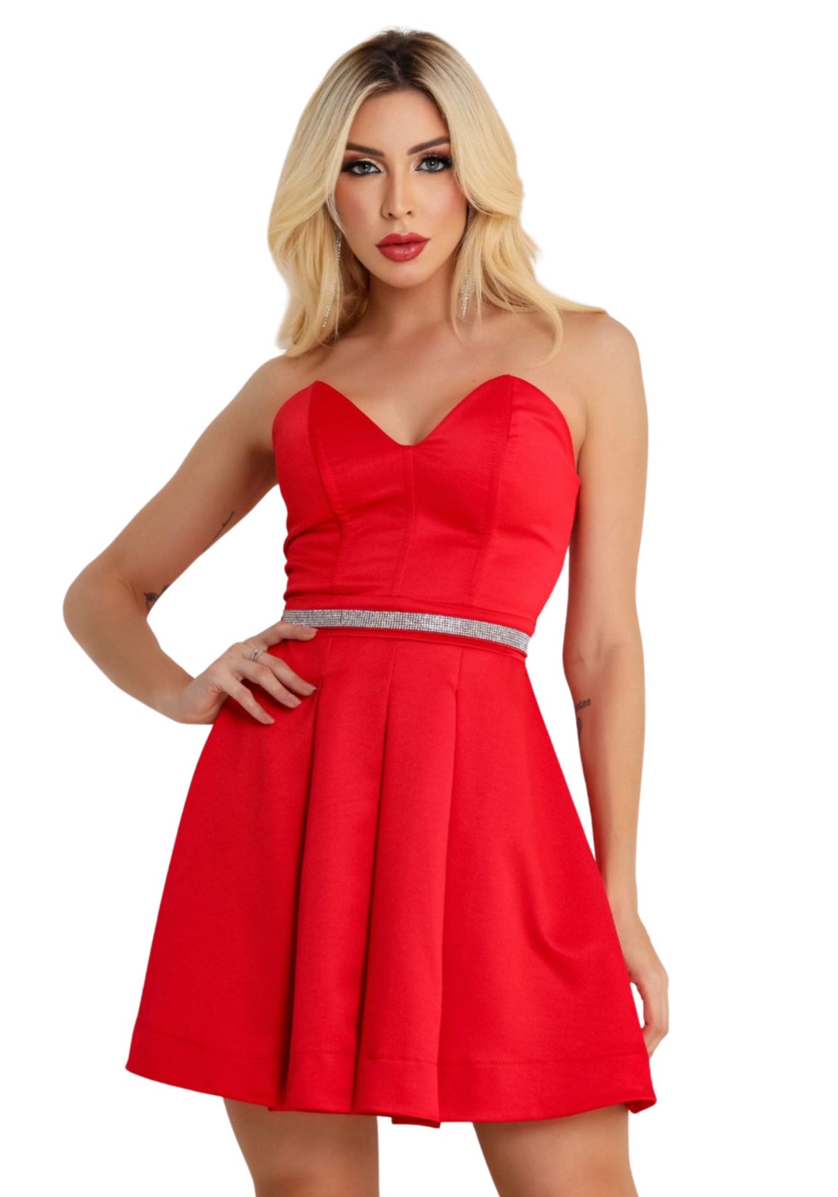 Vestido Princesa Elegante Curto com Decote - Garotabrasilstore